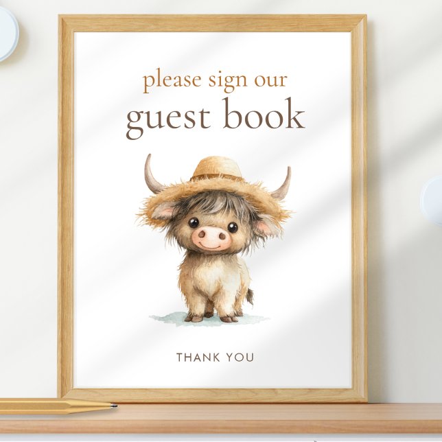 Poster Highland Cow Please Sign Guest Book Baby shower (Créateur téléchargé)