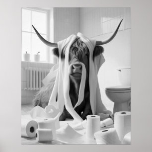 Poster Highland Cow Toilette Papier Missel Salle de bain