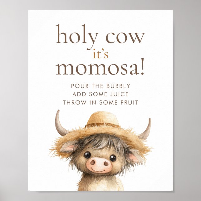 Poster Highland Holy Cow Momosa Baby shower (Devant)