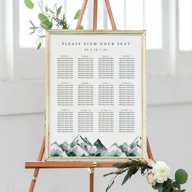Poster Highland Printable Mountain Wedding Seating Chart (Créateur téléchargé)