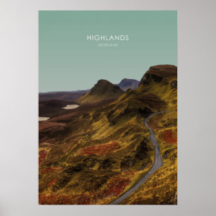 Poster Highlands, Écosse Illustration de voyage