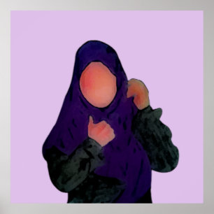 Poster Hijabi - Muslimah - La main du hijab tirée - La fi
