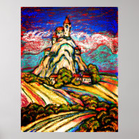 Hill Castle Colorful Pastel Imaginaire