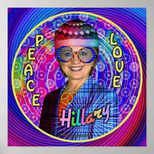 Poster Hillary Clinton 2016 Président Hippie Politique (Devant)