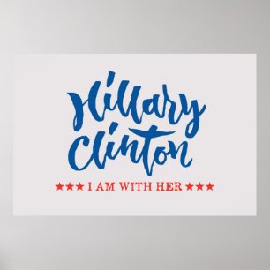 Poster Hillary Clinton - Je suis avec elle - Lettre main