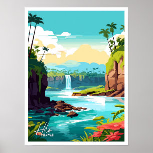 Poster Hilo Hawaii Art Vintage célèbre Travel Place