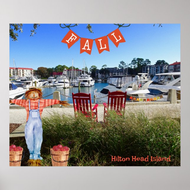 Poster Hilton Head Island Sea Pines Marina Fall Scareck (Devant)