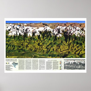 Poster " Himalaya : 1988 High Panorama Map ...