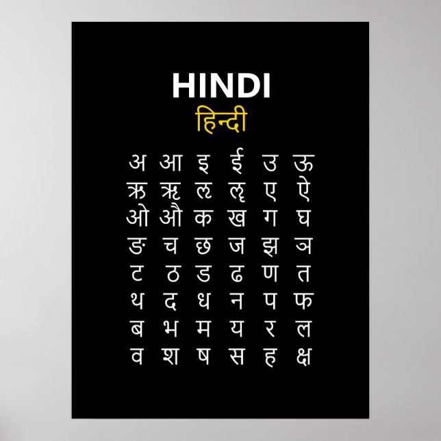 Poster Hindi Alphabet अ–क्ष Devanagari Script (Devant)