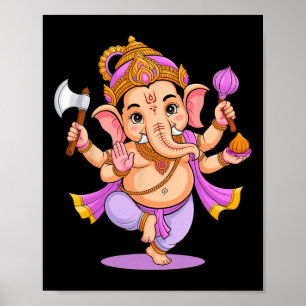 Poster Hindu Ganesha Puja Eléphant Dieu Inde Méditation Y