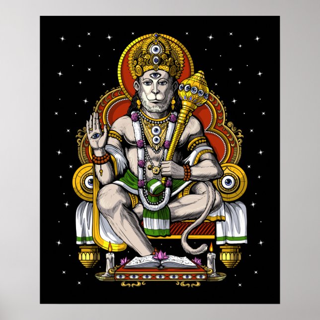 Poster Hindu God Hanuman (Devant)