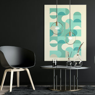 Poster Hip Abstrait demi-cercles Wavy Mosaic Art Motif