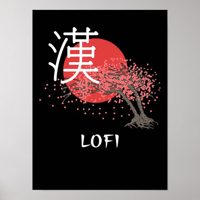Poster Hip hop japonais Lofi Kanji Cherry Blossom Lofi (Devant)