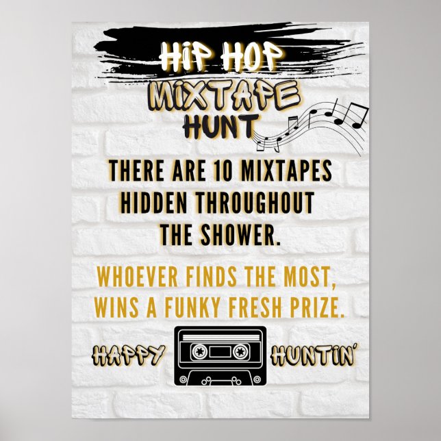 Poster Hip hop rétro Mixtape Hunt Urban Party Jeu (Devant)