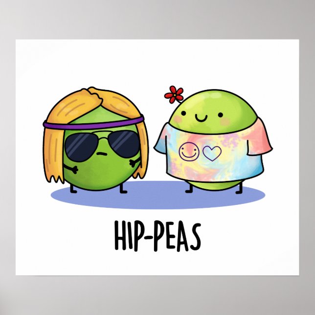 Poster Hip-Peas drôle Hippie Peas Pun (Devant)
