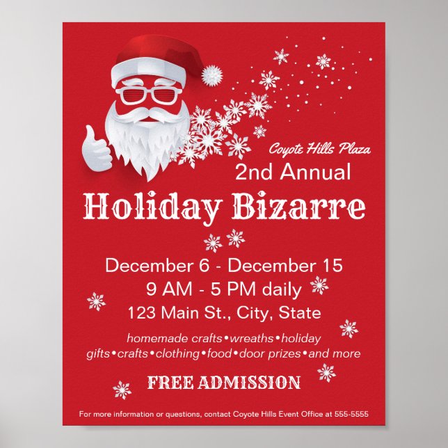 Poster Hip Santa Claus Papercut sur Red Christmas Event (Devant)