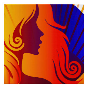 Poster Hippie colorée BOHO femme