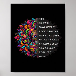 Poster Hippie Guitare Et Ceux Qui Ont Été Vus Danser Peac