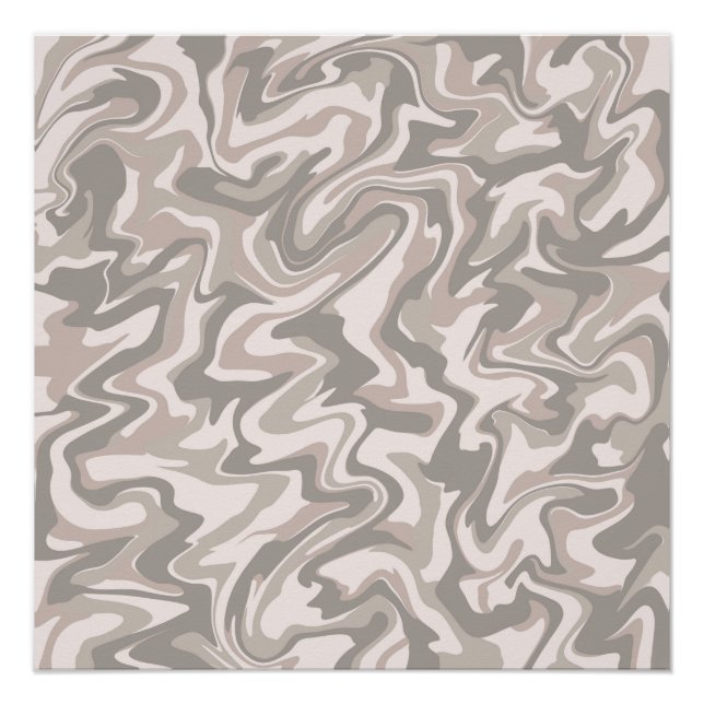 Poster Hippie les années 70 Gris Marbre Liquide Swirl Boh (Devant)