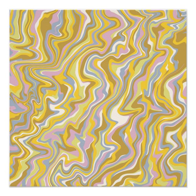 Poster Hippie les années 70 Marbre Vert Liquide Swirl Boh (Devant)
