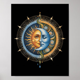 Poster Hippie mystique du Boho céleste du Soleil et de la