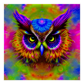 Poster Hippie Super Chouette psychédélique