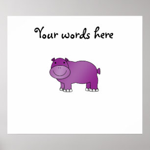 Poster Hippo mignon violet