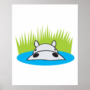 Poster hippo se cachant dans l'eau