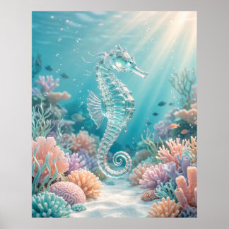 Poster Hippocampe de verre Lueur de l'océan