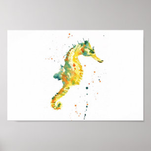 Poster Hippocampe, hippocampe, hippocampe jaune, salle de
