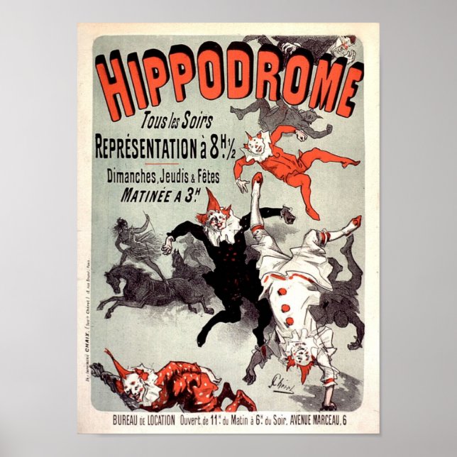 Poster Hippodrome 1885 Cirque Plaisir Publicité Vintage (Devant)