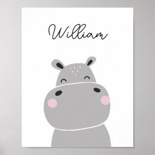 Poster Hippopotame Animal Nursery Wall Art