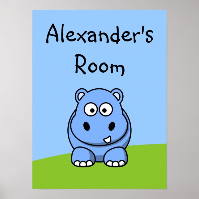 Poster Hippopotame Bleu Mignon (Devant)