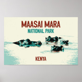 Poster Hippopotame du Kenya dans le Parc national Masai M