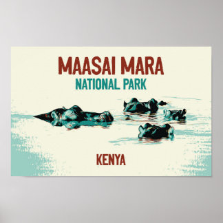 Poster Hippopotame du Kenya dans le Parc national Masai M