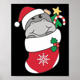 Poster Hippopotames Dans Les Bas De Noël Pour Noël