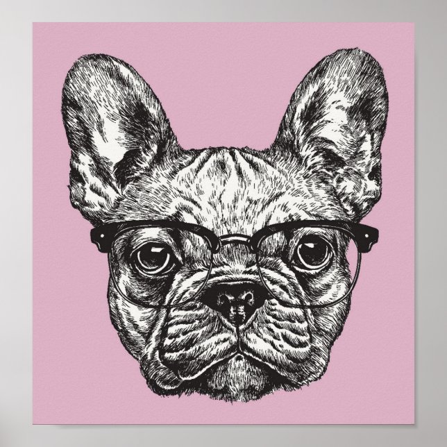 Poster Hipster Bulldog (Devant)