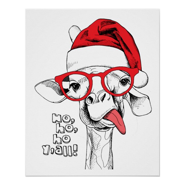 Poster Hipster Christmas Giraffe | Vacances (Devant)