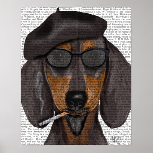 Poster Hipster Dachshund Noir et Tan