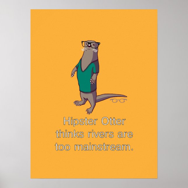 Poster Hipster Otter (Devant)