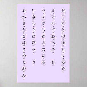 Poster Hiragana Avec Romaji Apprendre Les Caractères Japo