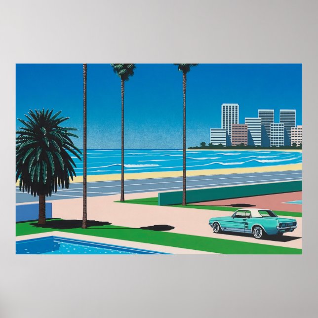 Poster hiroshi nagai art peintures ville pop et avion (Devant)