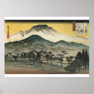 Poster Hiroshige - vue de soirée d'un temple dans les