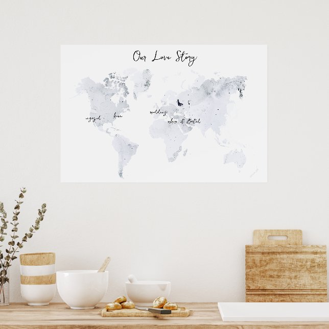 Poster Histoire d'amour | Garde-mémoire Mariage aquarelle (Cuisine)