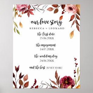 Poster histoire d'amour timeline mariage automne signe fl
