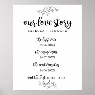 Poster histoire d'amour timeline mariage signe botanique 