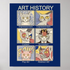 Poster Histoire de l'art Mouvements avec chat illustratio