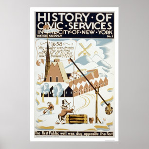 Poster Histoire de l'eau de New York 1936 WPA