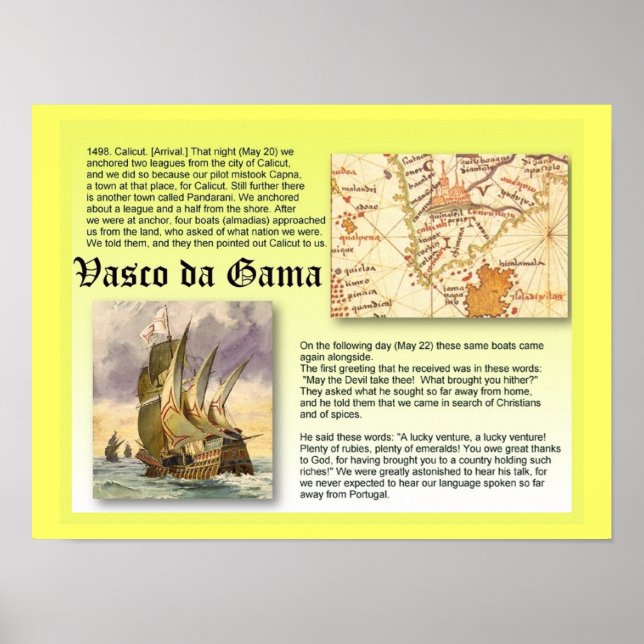 Poster Histoire, Explorateurs, Vasco da Gama (Devant)