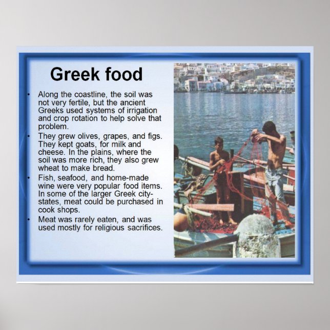 Poster Histoire, Grèce antique, cuisine grecque et pêche (Devant)
